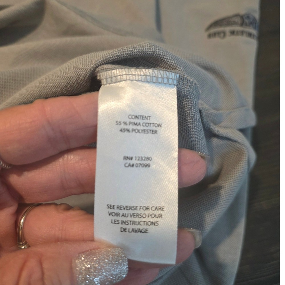 Travis Mathew Polo Gray white and purple XXL Logo on Sleeve Dallas Athletic Club - Picture 9 of 9